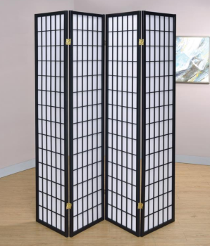 Coaster Transitional Black 4 Panel Folding Screen