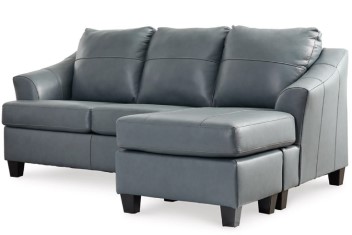 Ashley Genesis Steel Leather Sofa with Chaise (blemished)