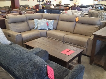 Chateau Dax Taupe Leather 4-Piece Power Reclining Sectional