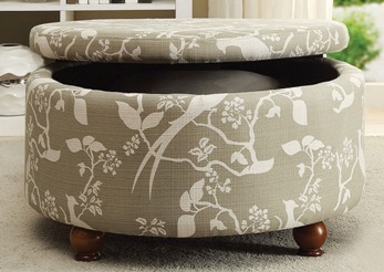 Coaster Beige & Ivory Round Storage Ottoman