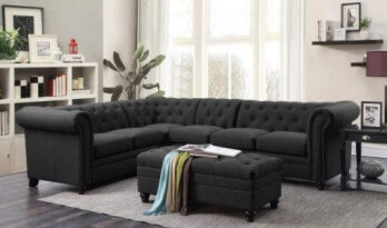 Coaster Roy Charcoal Grey 2-Piece Sectional with Tufted Accents