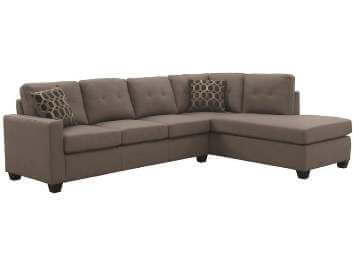 Encore Home Furnishings New Furniture Factory Seconds Coaster Powell Taupe Faux Leather 2 Piece Sectional