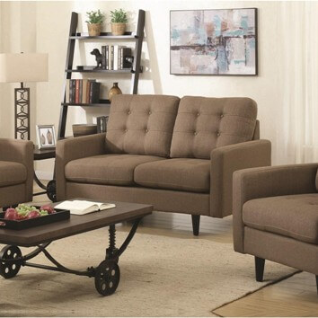 Coaster Mocha Tweed Loveseat with Tufted Accents