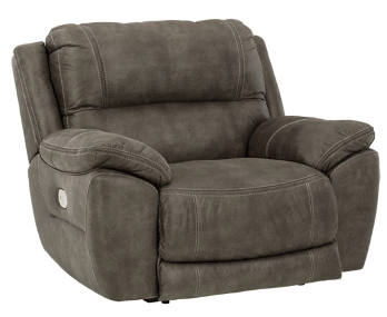 Ashley Dunkirk Charcoal Microsuede Oversized Power Recliner with Power Headrest & USB