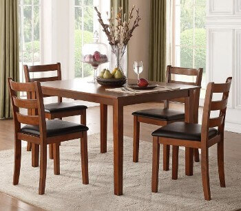 Homelegance Ivins Cherry Finish Dining Set with 4 Chairs