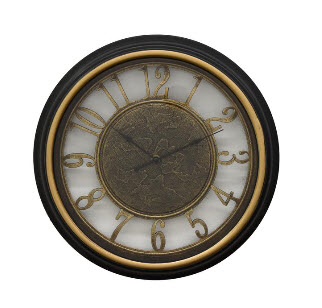 Three Hands Black & Gold 16-Inch Wall Clock