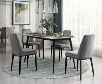 Homelegance Salerno Stone Marble-Look Dining Set with 4 Chairs