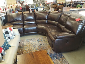 Ashley Dark Brown Two-Tone Faux Leather Power Reclining 5-Piece Sectional