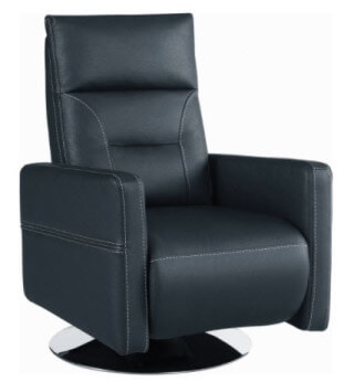 Coaster Blue Faux Leather Swivel Rocker/Recliner with Stitched Accents