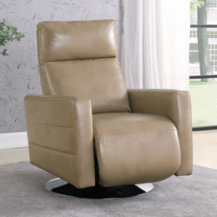 Coaster Sleek Taupe Faux Leather Swivel Rocker/Recliner