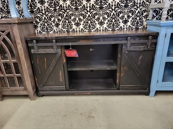 Vintage Furniture Braxton 62-Inch TV Stand in Nero Black with Rodeo Top