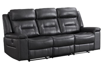 Ashley McDonald Charcoal Faux Leather Reclining Sofa