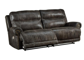 Ashley Greenview Charcoal 2-Seat Power Reclining Sofa with Power Headrests