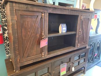 Vintage Furniture Sawbuck 70-Inch TV Stand in Rodeo Brown