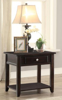 Coaster Walnut Finish Side Table with 1 Drawer
