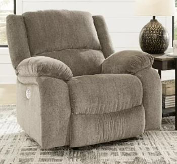 Ashley Drayson Pewter Fabric Power Rocker Recliner with USB