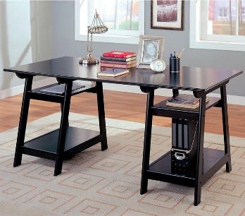Coaster Black Desk with Open Shelves