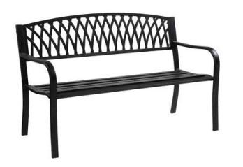 Black Cast Iron Metal Outdoor Bench