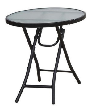 Outdoor Round Folding Table with Glass Top