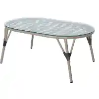 Oval Brown PVC Wicker Outdoor Coffee Table with Glass Top