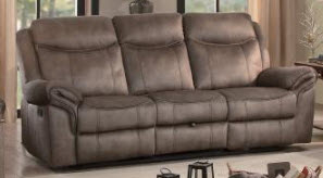 Homelegance Aram Brown Microsuede Sofa with Drop-Down Console