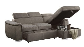Homelegance Ferriday Grey Sectional with Sleeper & Storage
