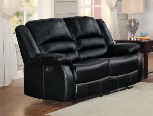 Homelegance Jarita Black Faux Leather Reclining Loveseat