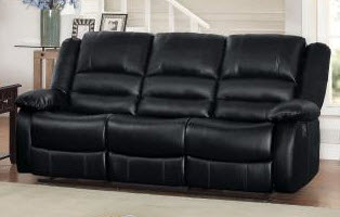 Homelegance Jarita Black Faux Leather Reclining Sofa (blemish on right side)