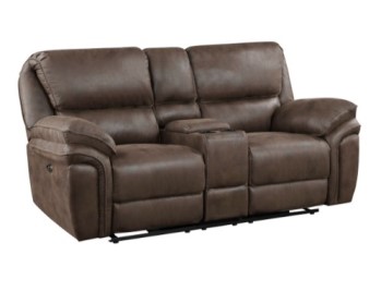 Homelegance Proctor Brown Microsuede Power Reclining Console Loveseat