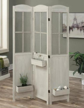 Coaster Antique White 3 Panel Folding Screen