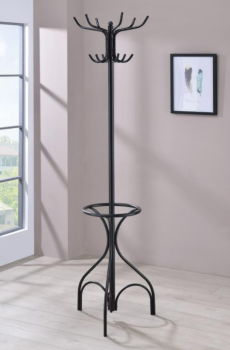 Coaster Black Iron Coat Rack with Round Umbrella Stand