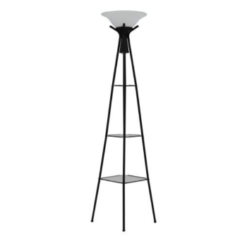 Coaster Black Floor Lamp with Glass Shelves