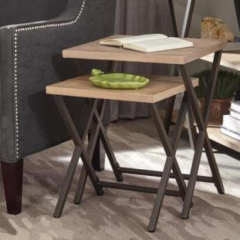 Coaster Rustic Hardwood & Metal Nesting Tables (set of 2)