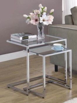 Coaster Silver Metal Nesting Tables with Glass Tops (set of 2)