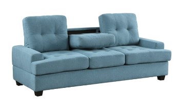 Homelegance Dunstan Blue Sofa with Drop-Down Console