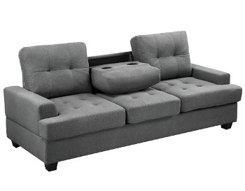 Homelegance Dunstan Dark Grey Sofa with Drop-Down Console