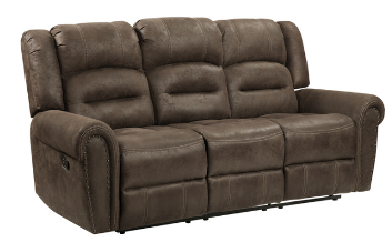 Homelegance Creighton Brown Microsuede Reclining Sofa