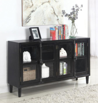Coaster Mapleton Black Console Cabinet with Glass Doors (blemish)