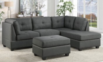 Homelegance Dasha Charcoal 2-Piece Sectional with Ottoman