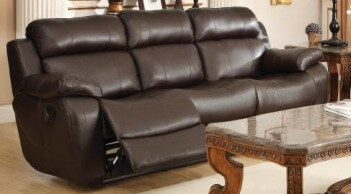 Homelegance Marille Dark Brown Faux Leather Reclining Sofa with Drop-Down
