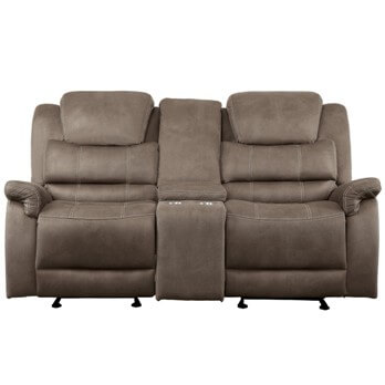 Homelegance Shola Brown Microsuede Gliding/Reclining Console Sofa