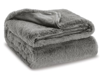 Charcoal Faux Fur Throw Blanket