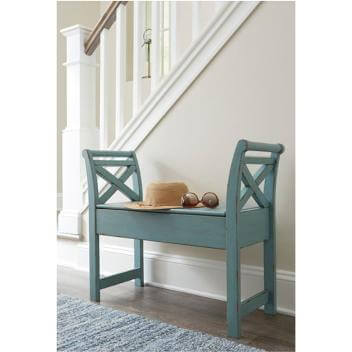 Ashley Teal Accent Storage Bench