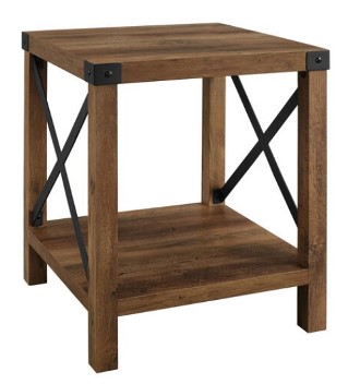 Stanley Ranger Rustic Oak X-Sides End Table with Black Metal Accents