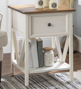 Stanley Ranger White with Barnwood Finish End Table