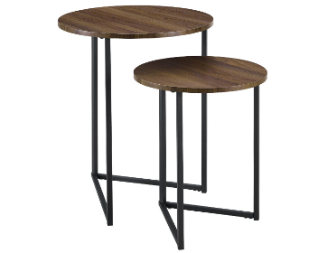 Stanley Ranger Dark Walnut & Black Metal Nesting Tables (set of 2)