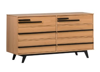 Stanley Ranger Natural Finish 6-Drawer Dresser with Black Horizontal Accents