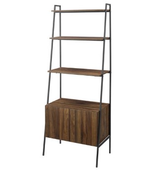 Stanley Ranger Dark Walnut Ladder Bookcase with Cupboard