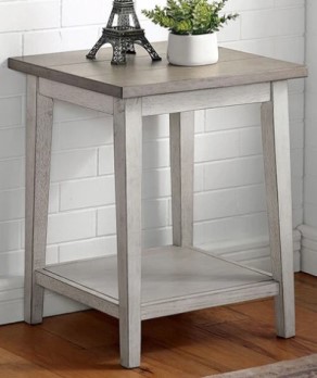 Furniture of America Banjar White & Grey End Table