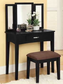 Furniture of America Black Vanity with Stool